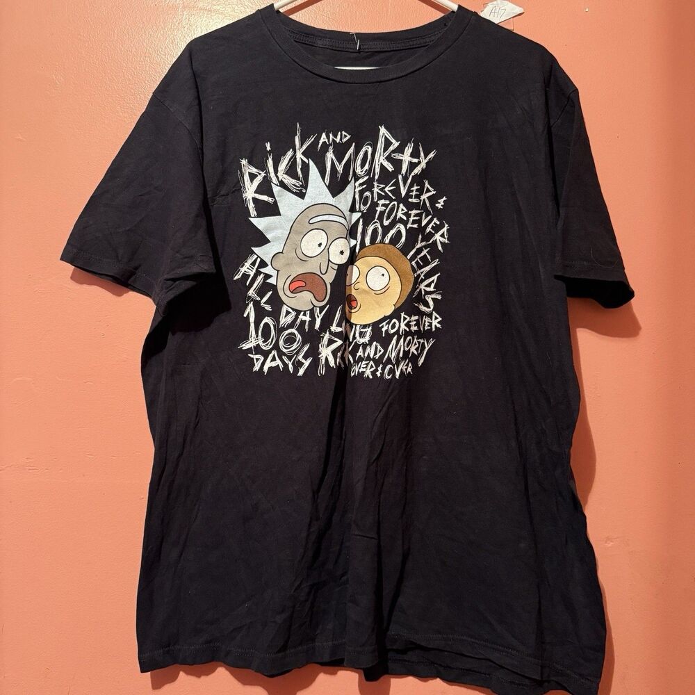 Rick And Morty Mens TShirt L Large Black Tee Shirt Short Sleeve Graphic